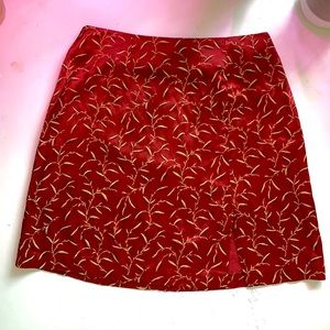 Vintage Silk Floral Patterned Mini Skirt